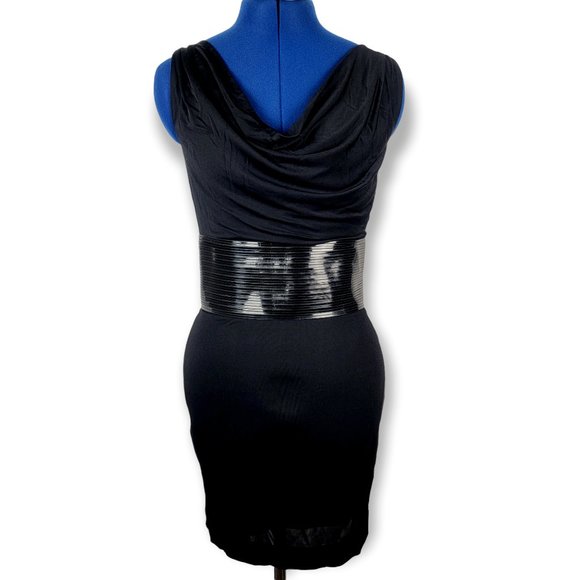 DSquared2 Black Backless Bodycon Cowl Ribbed Midi Dress Size Small